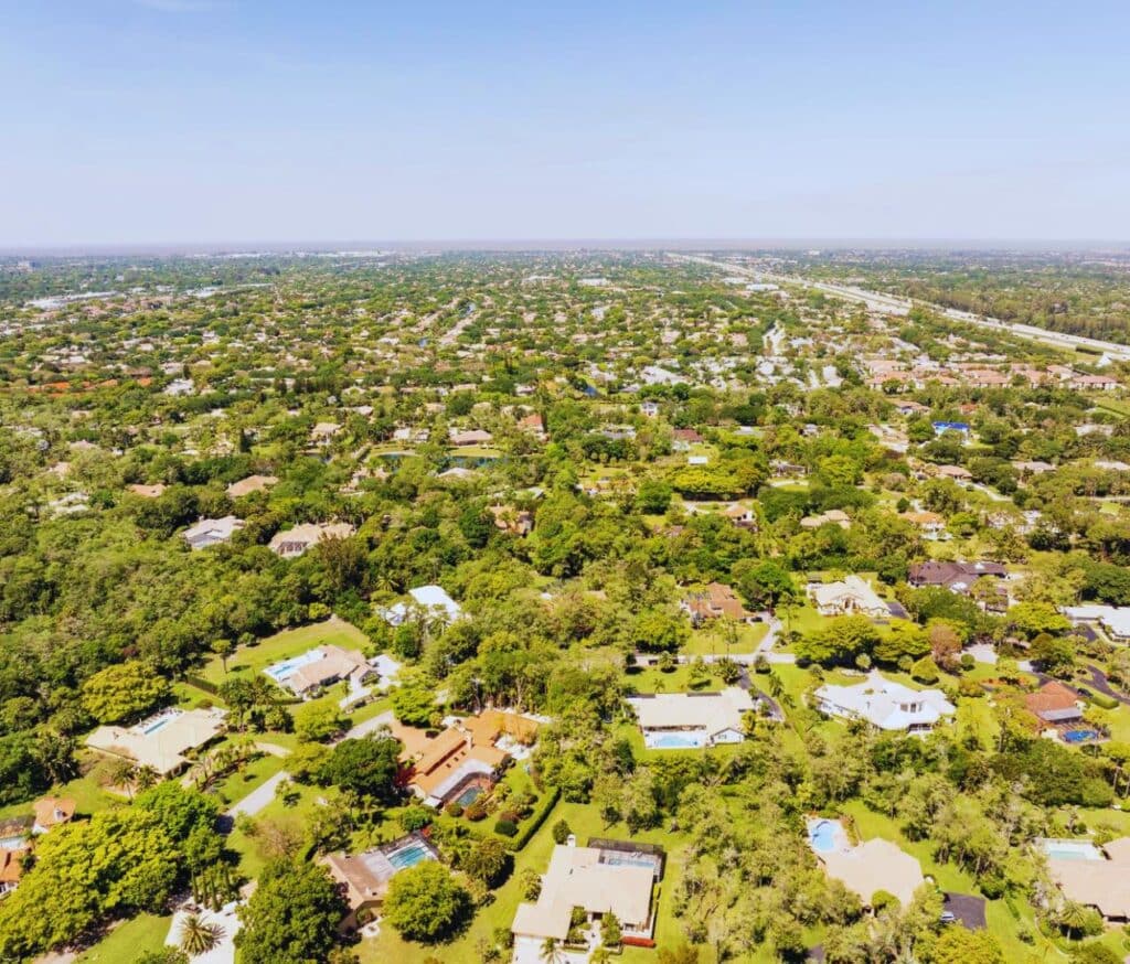 Aerial drone photo neighborhoods, Parkland, FL